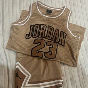 Jordan Tan Mesh Jersey and Shorts Set